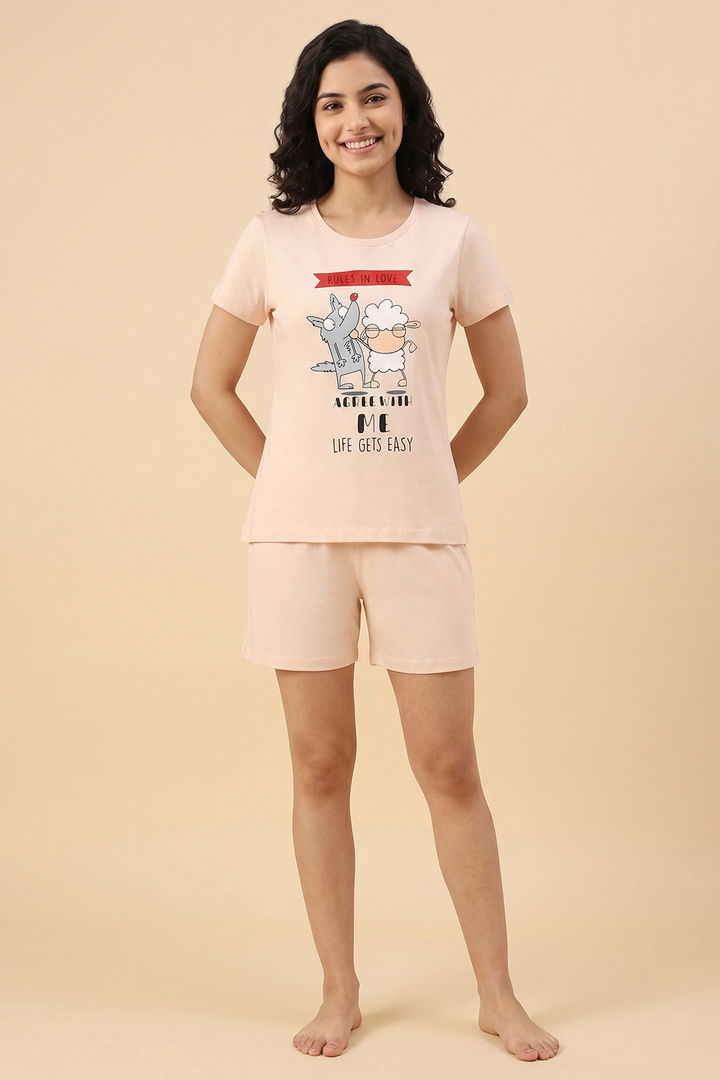Zivame Farm Lore Knit Cotton Short Set - Silver Peony — image 2